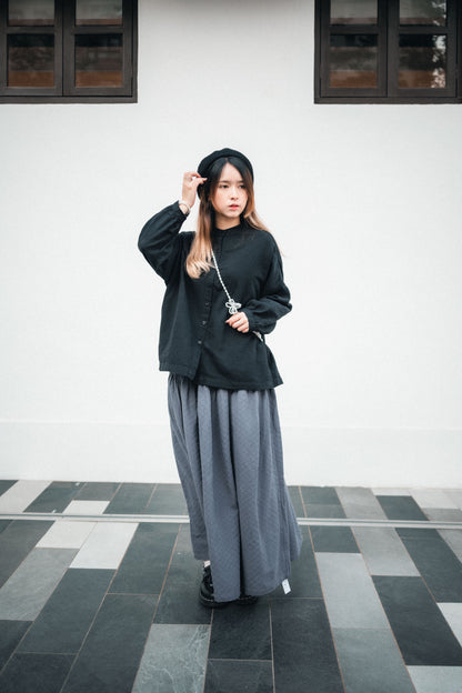 百搭易襯！圓領粒粒格紋襯衫｜3色入