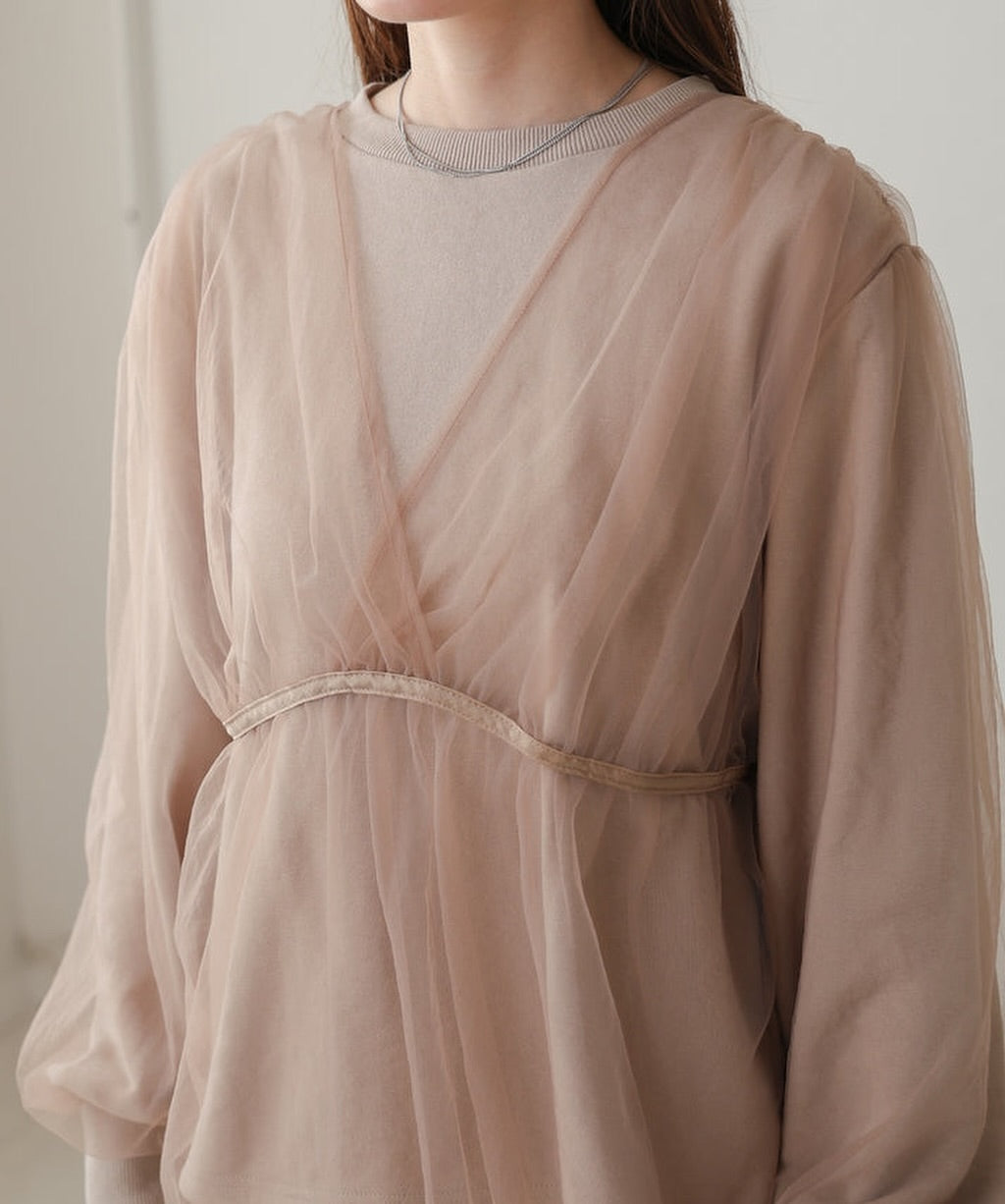 熱賣！疊層薄紗長袖TOP｜3色入