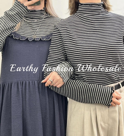 小企領條紋滾邊打底｜5色入