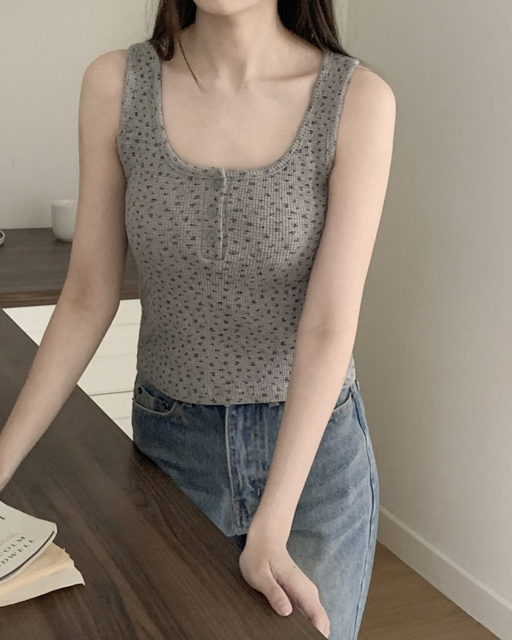 夏天💐小碎花方領背心｜3色入