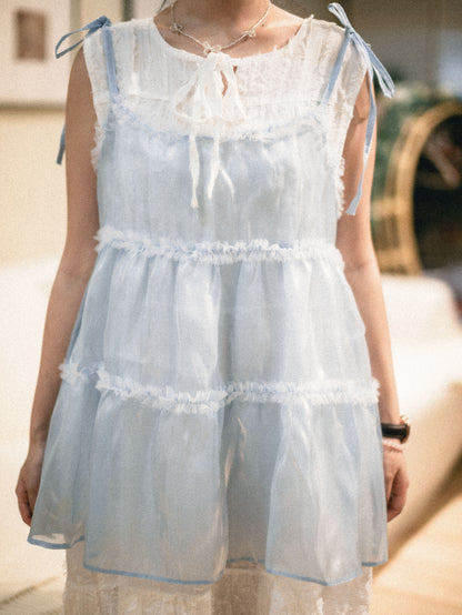 2ways珠光ruffle綁帶背心｜4 colors