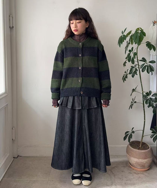 特式設計雙層百褶牛仔裙｜2色入