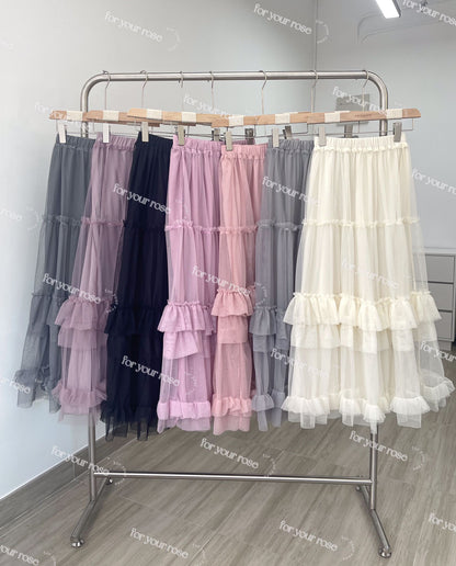 多層🌸 花邊蛋糕紗紗半裙｜7色入