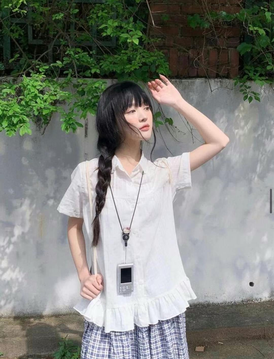 少女娃娃領荷葉邊襯衫｜2色入