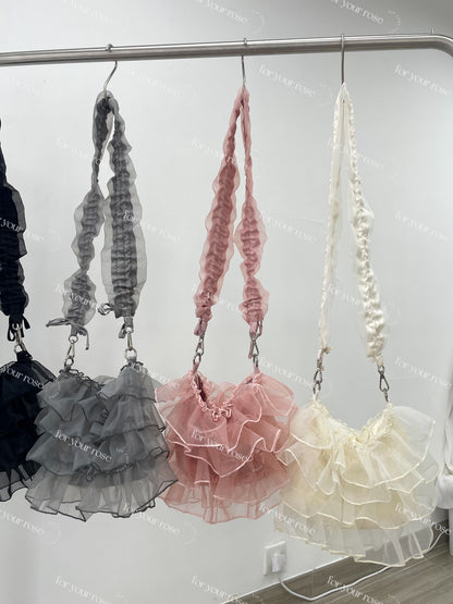 蛋糕層層ruffle紗紗袋 S size｜4色入
