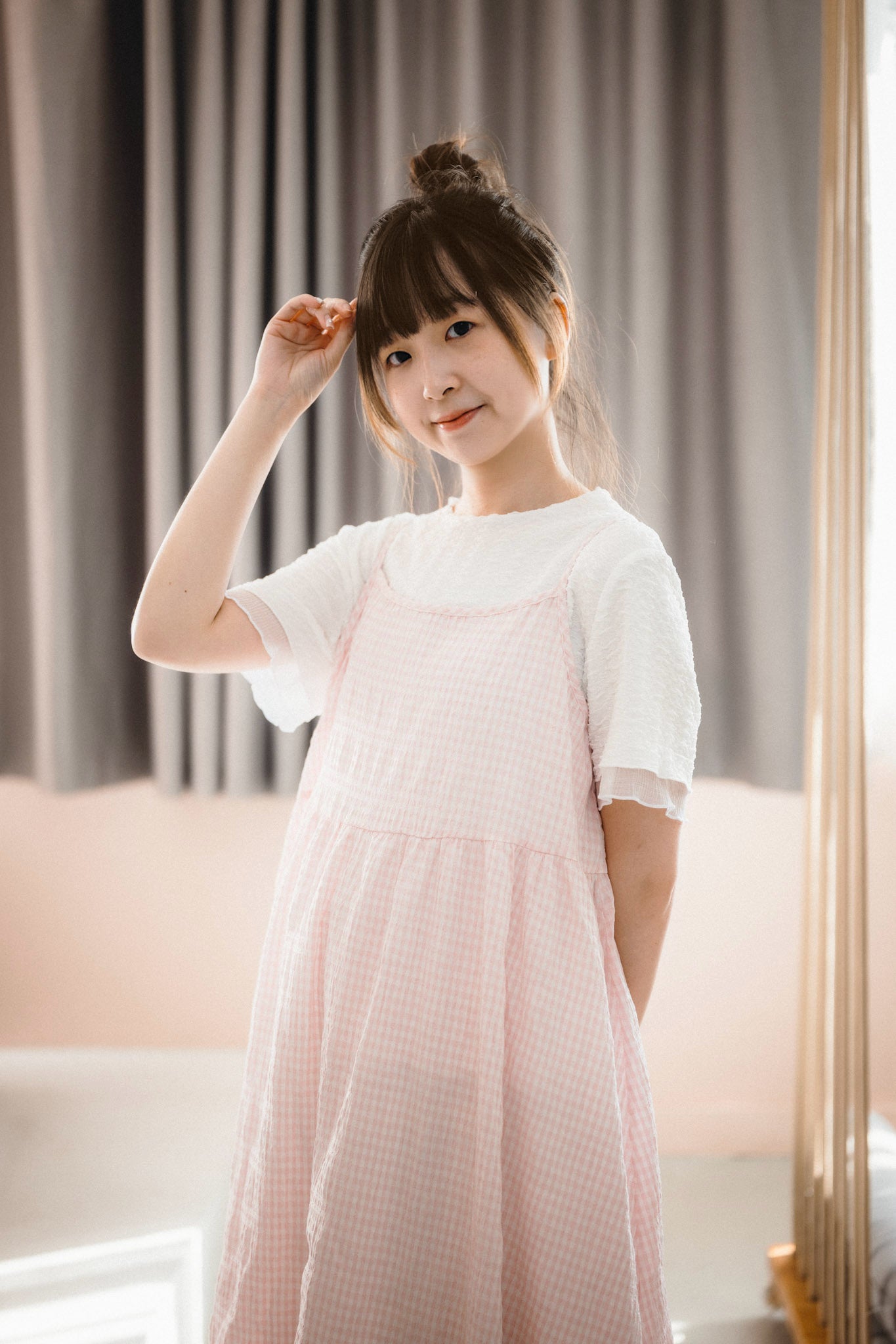 超甜💗 元気綁帶格子吊帶蛋糕OPS｜2色入