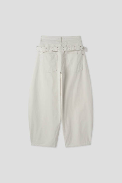 鉚釘半腰帶彎刀褲｜1色入