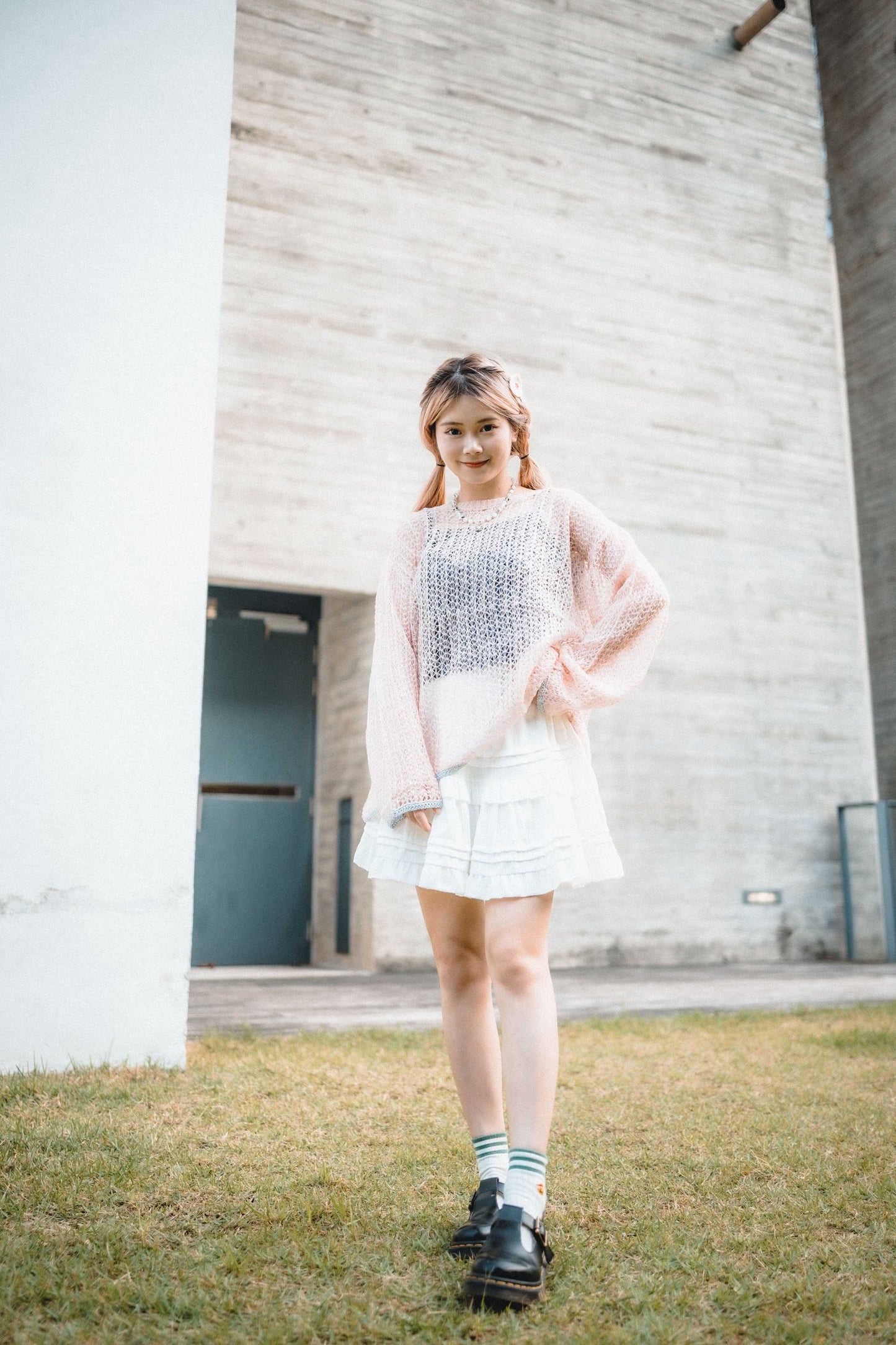 Soft Pastel~ 透膚拼色邊編織上衣｜5色入