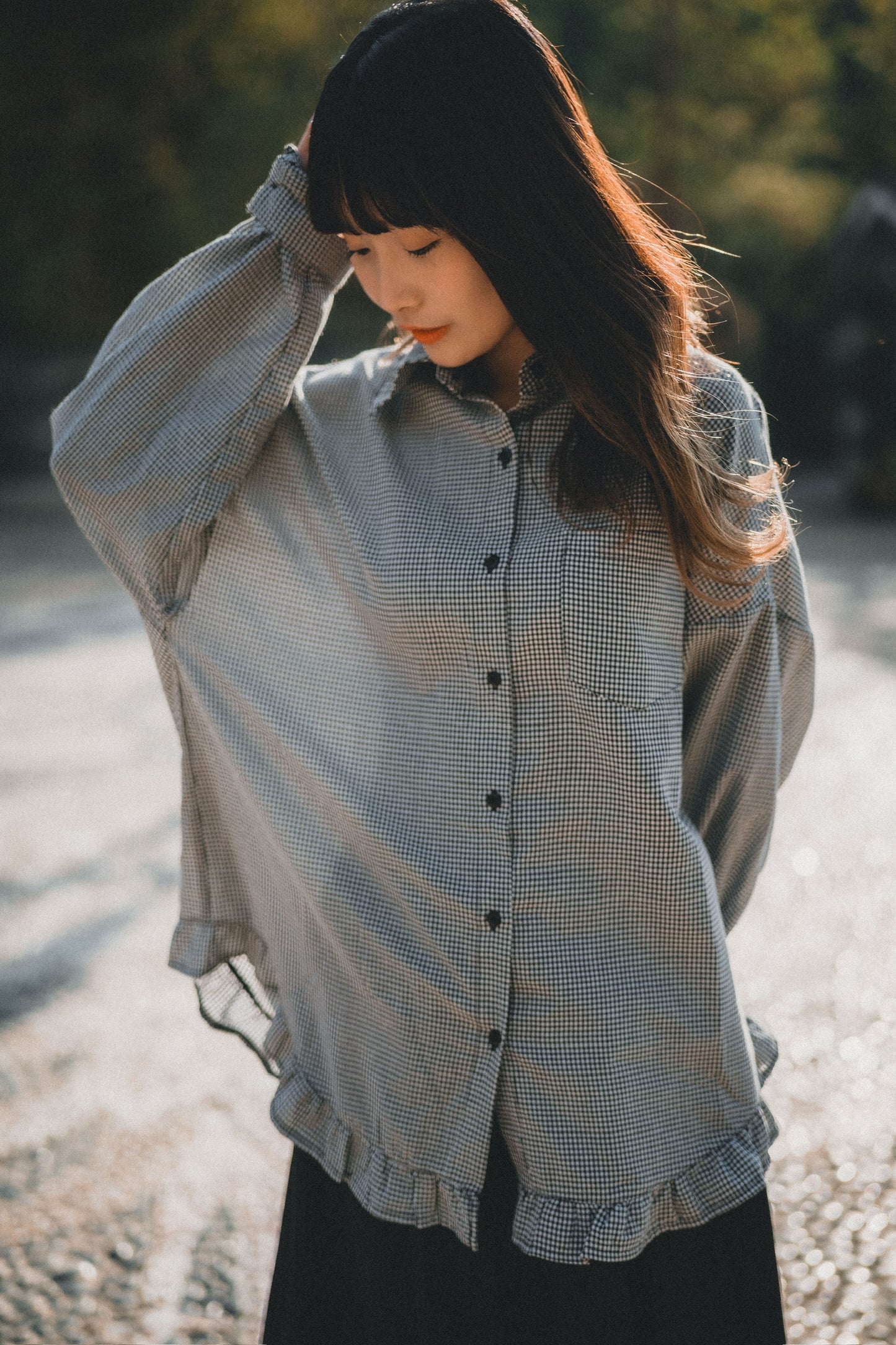 RUFFLE下襬➿小格子襯衫｜4色入