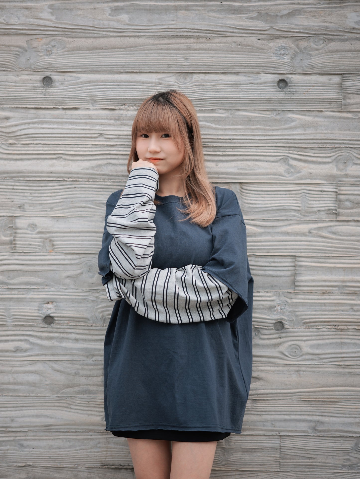 Boyish間條手袖假兩件Tee｜2色入