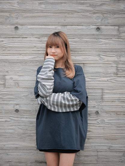 Boyish間條手袖假兩件Tee｜2色入