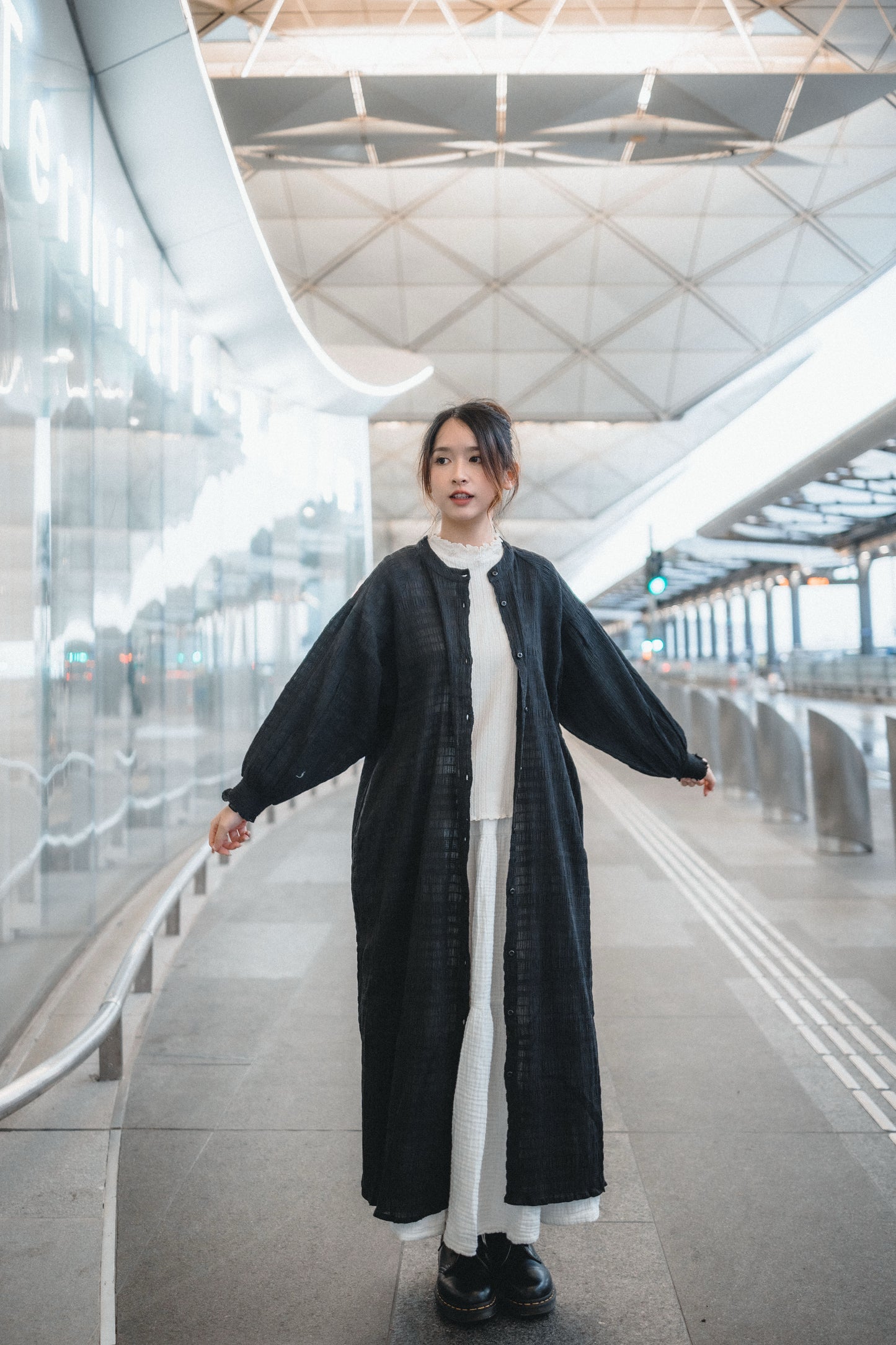 JP多穿法！暗格喇叭袖圓領OPS｜4色入