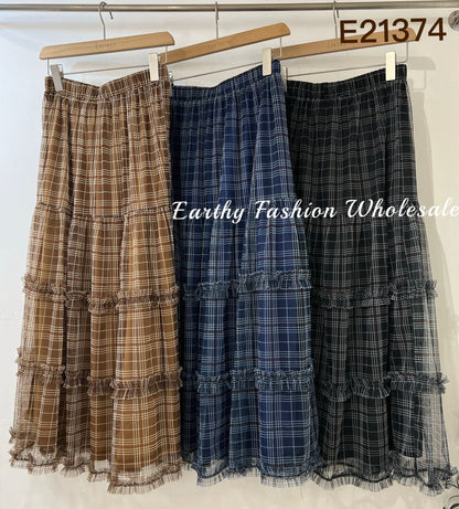 日系🔹格子層層蛋糕裙｜3色入