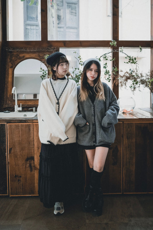 厚實拼邊長外套|3色入