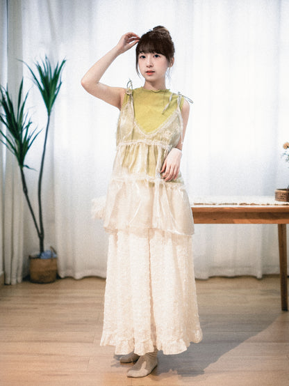 2ways珠光ruffle綁帶背心｜4 colors