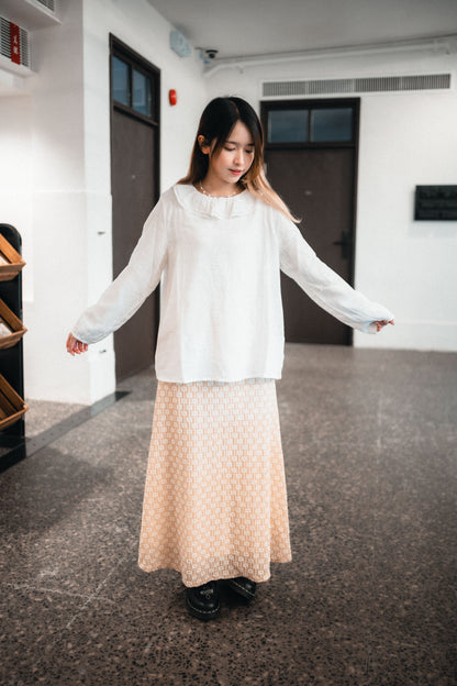 雙層圓花領長袖襯衫｜2色入