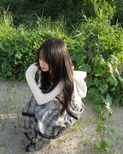 原宿復古風格子半身裙｜2 colors