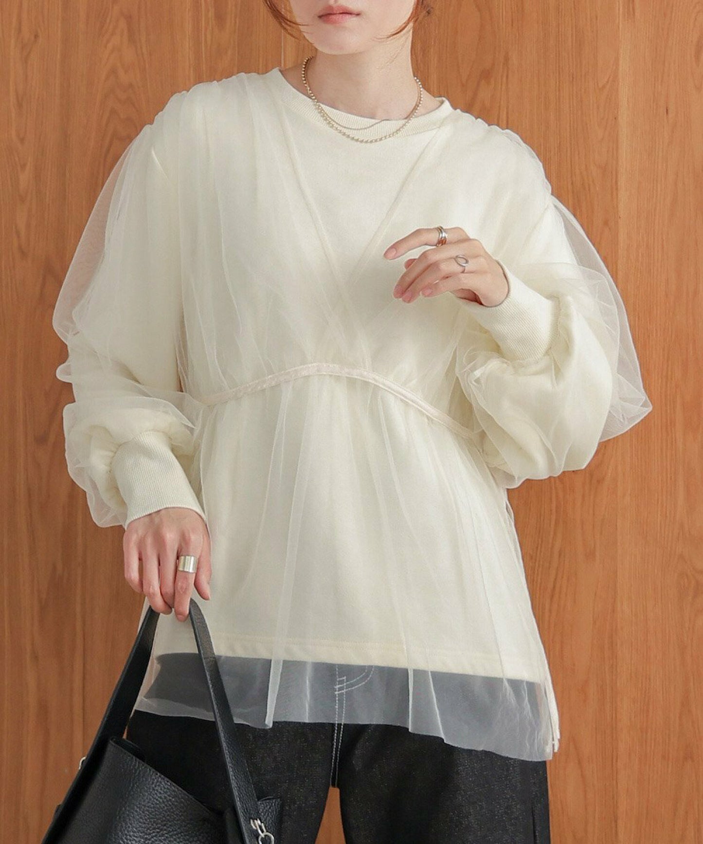 熱賣！疊層薄紗長袖TOP｜3色入