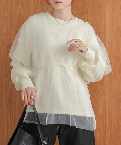 熱賣！疊層薄紗長袖TOP｜3色入