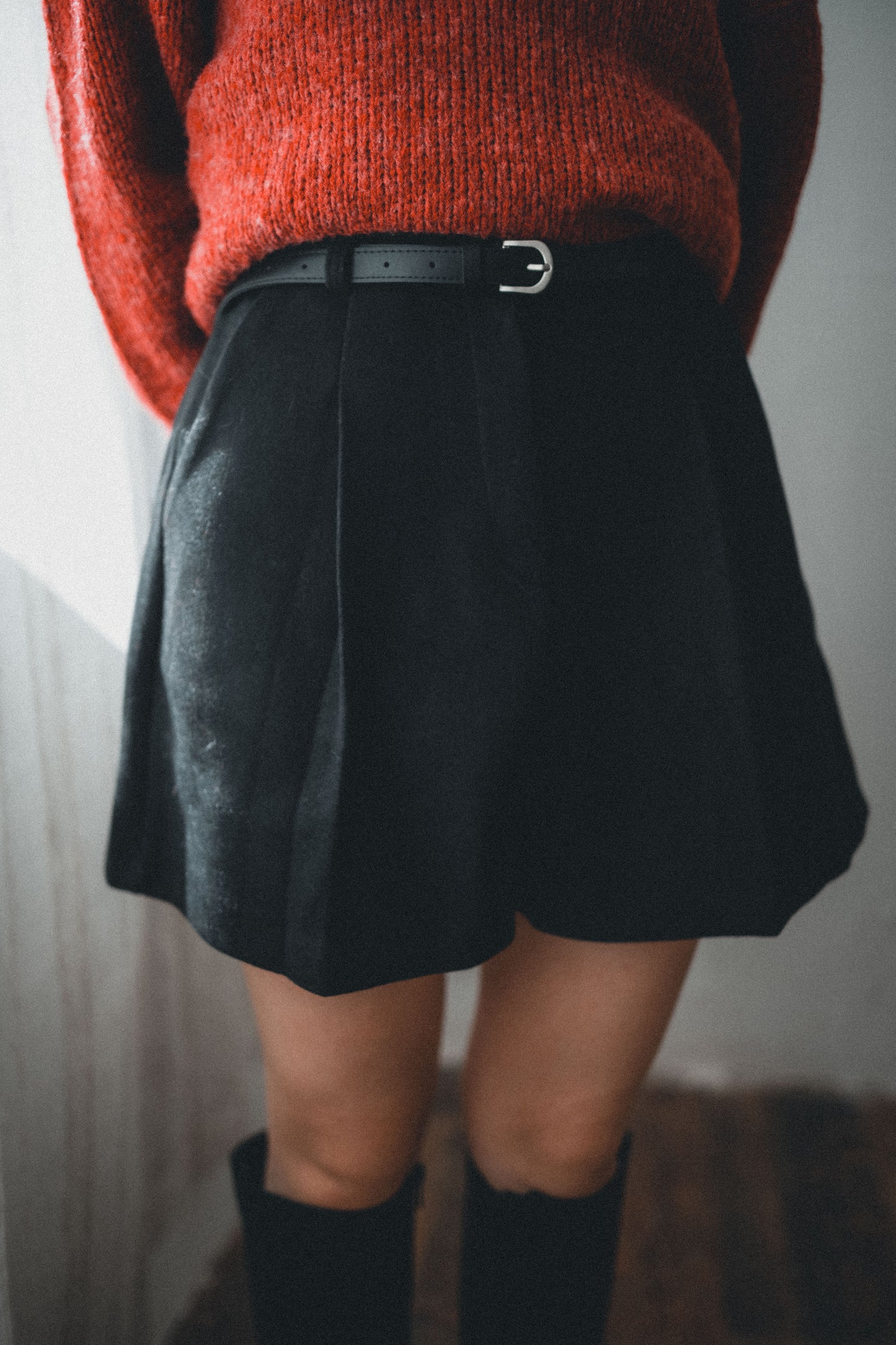 高質感！羊毛西裝短褲配皮帶｜3色入