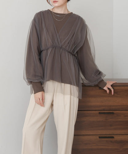 熱賣！疊層薄紗長袖TOP｜3色入