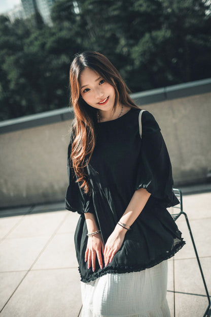 雲朵感☁️ 日系泡泡袖娃娃top｜2色入