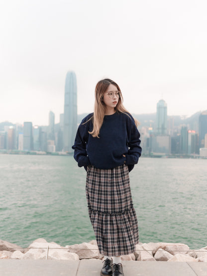 英倫拼色格子蛋糕裙｜2色入