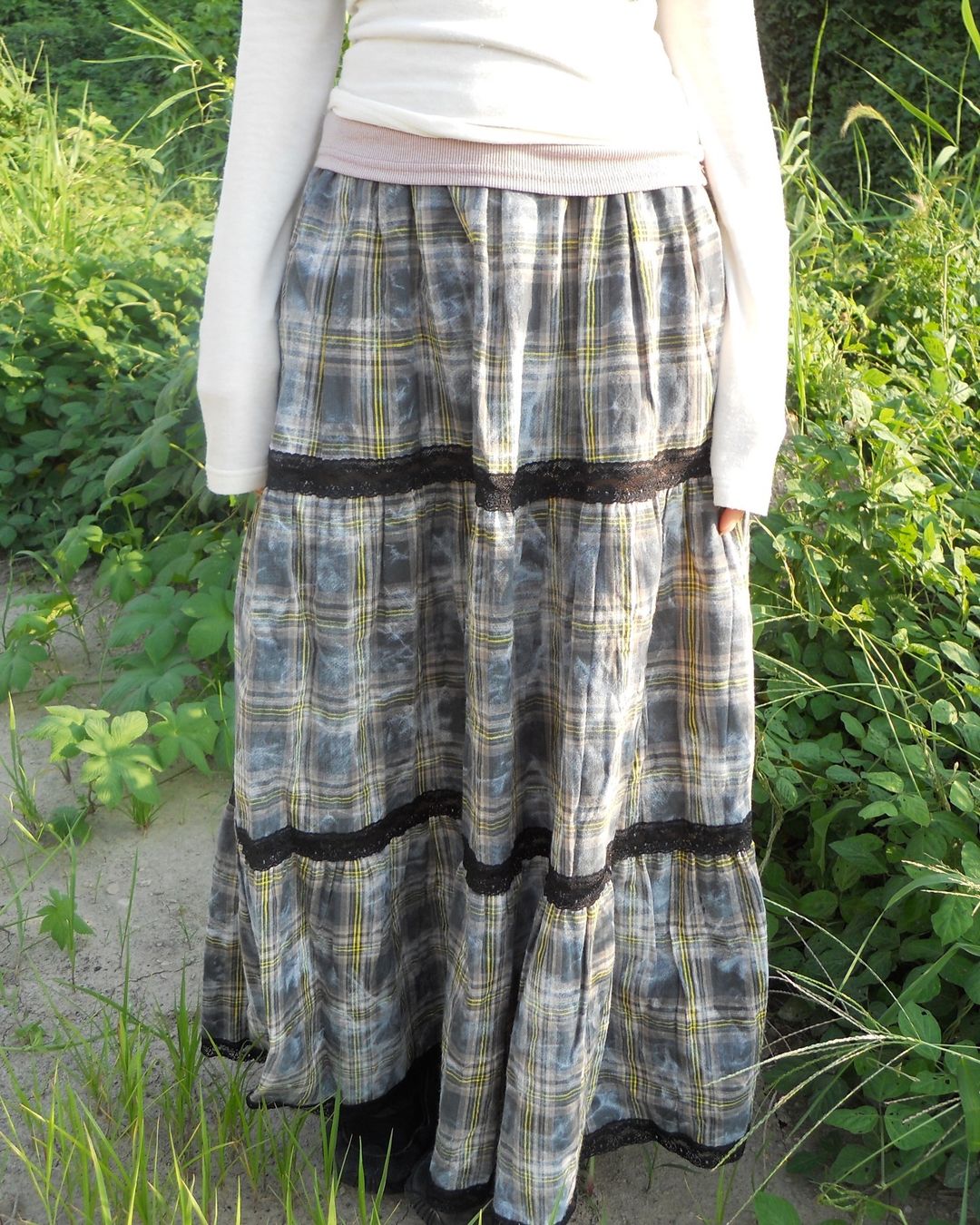 原宿復古風格子半身裙｜2 colors