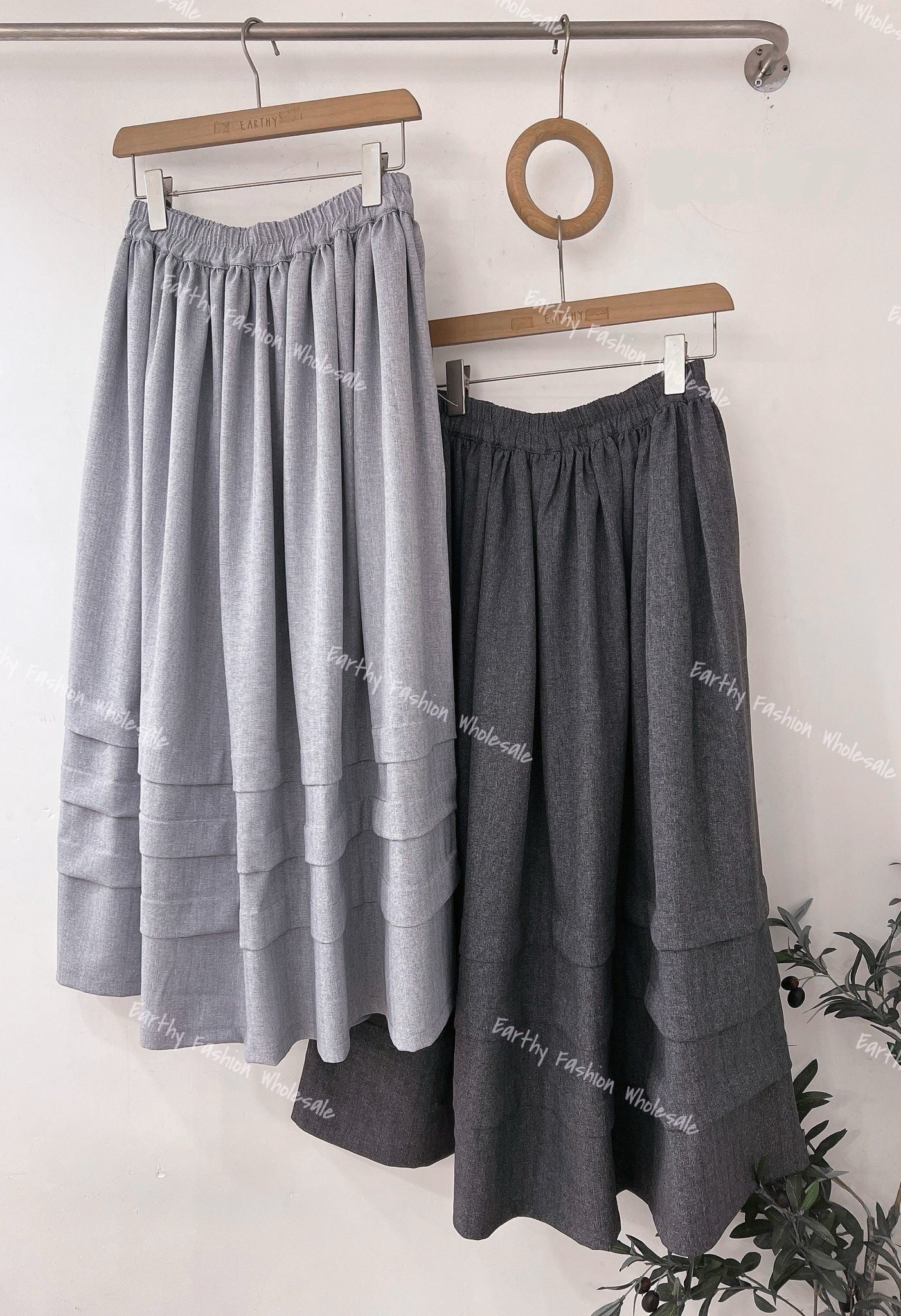 灰色系🩶褶褶層半身裙｜2色入