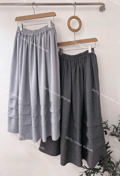 灰色系🩶褶褶層半身裙｜2色入