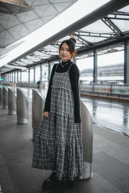 秋冬🟤格紋Ruffle OPS｜4色入