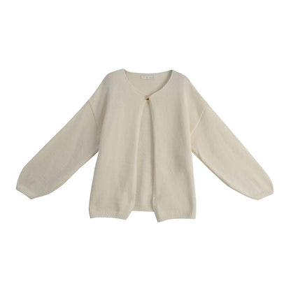 單鈕寬版針織毛衣外套｜2色入