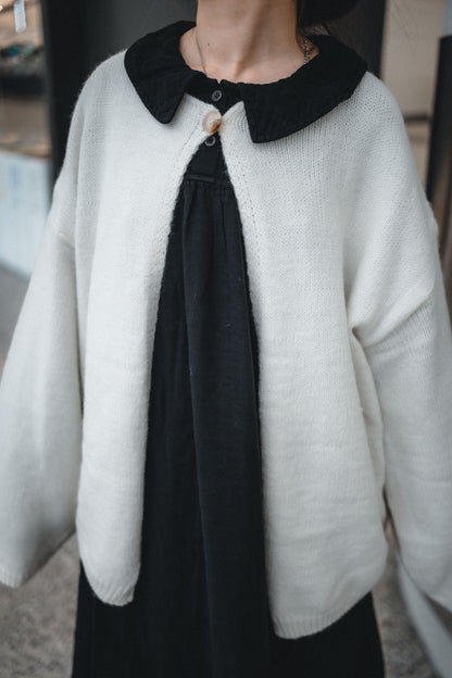 單鈕寬版針織毛衣外套｜2色入