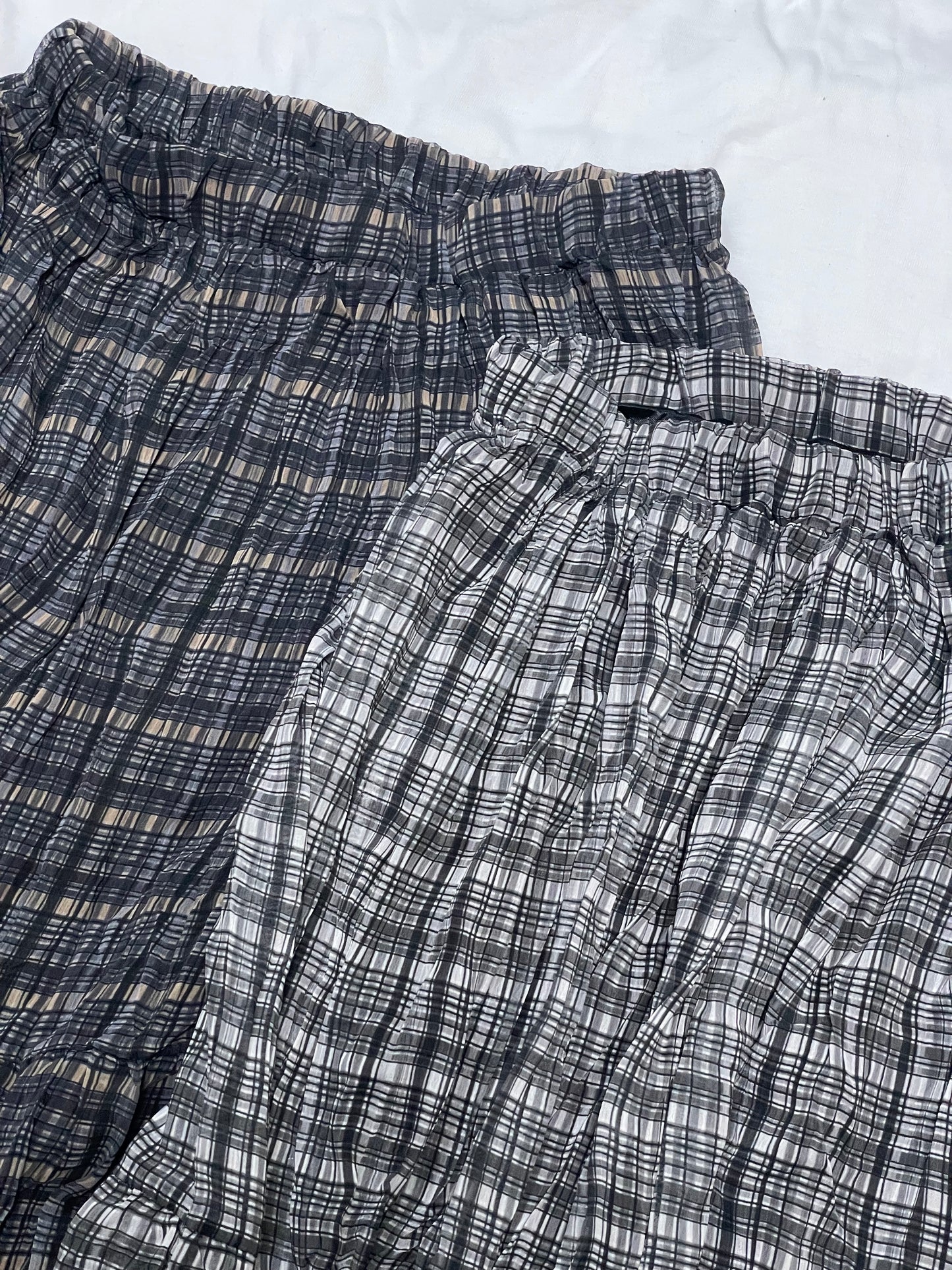 小格子飄逸兩層皺質雪紡裙｜2色入