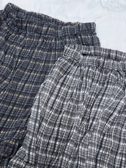 小格子飄逸兩層皺質雪紡裙｜2色入