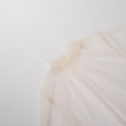 抽褶設計透膚高領上衣｜2色入