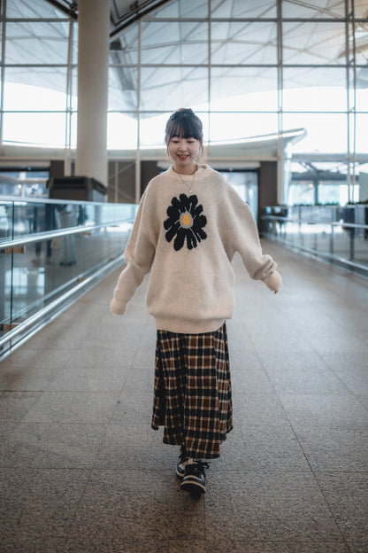 絨面格子A字半身裙｜3色入