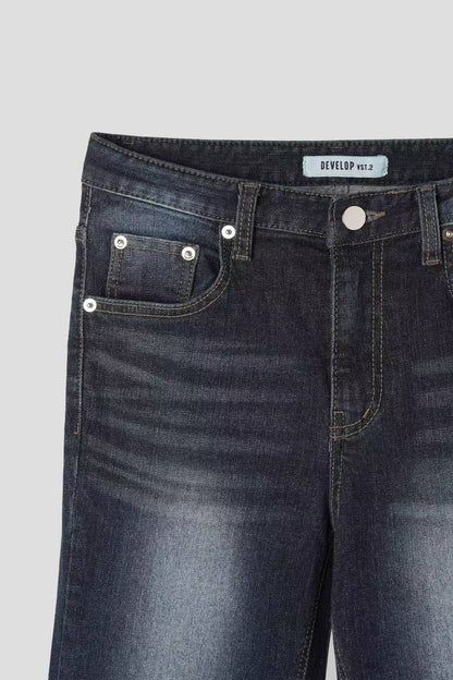 Lucky Ones閃石洗水深藍喇叭褲｜1色入