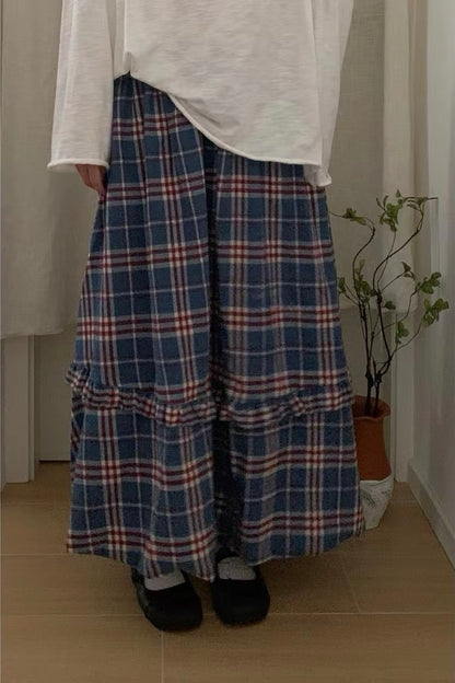 復古色間層荷葉顯瘦泡泡裙｜2色入