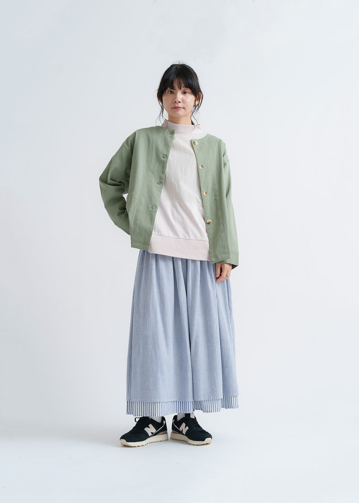 Reversible! 簡約直紋半裙｜2色入