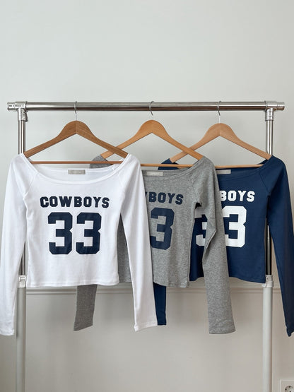 COWBOYS 33寬領口露肩TEE｜3色入