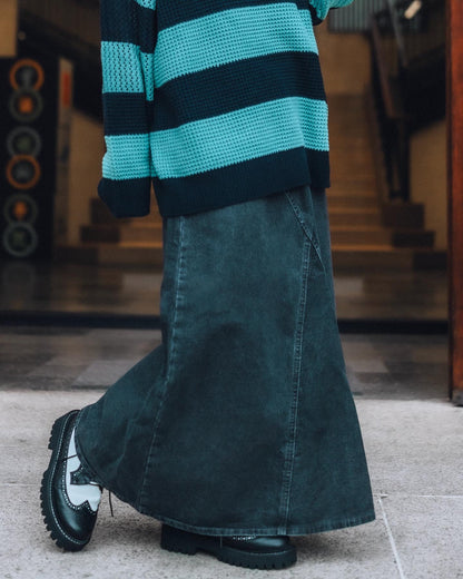 分岔車線傘型牛仔裙｜2色入