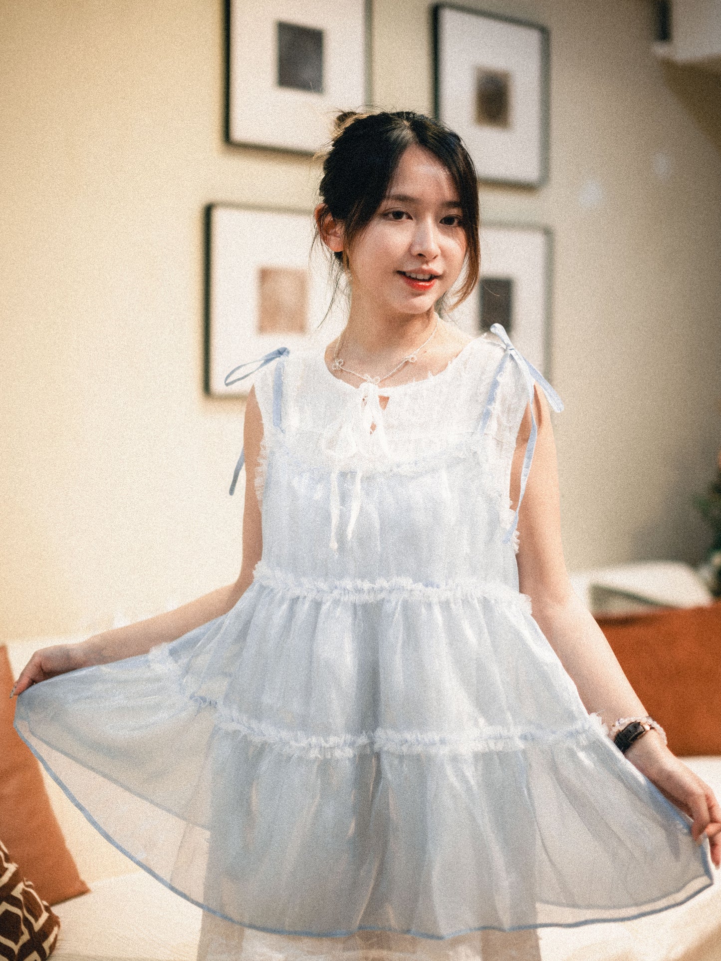 2ways珠光ruffle綁帶背心｜4 colors