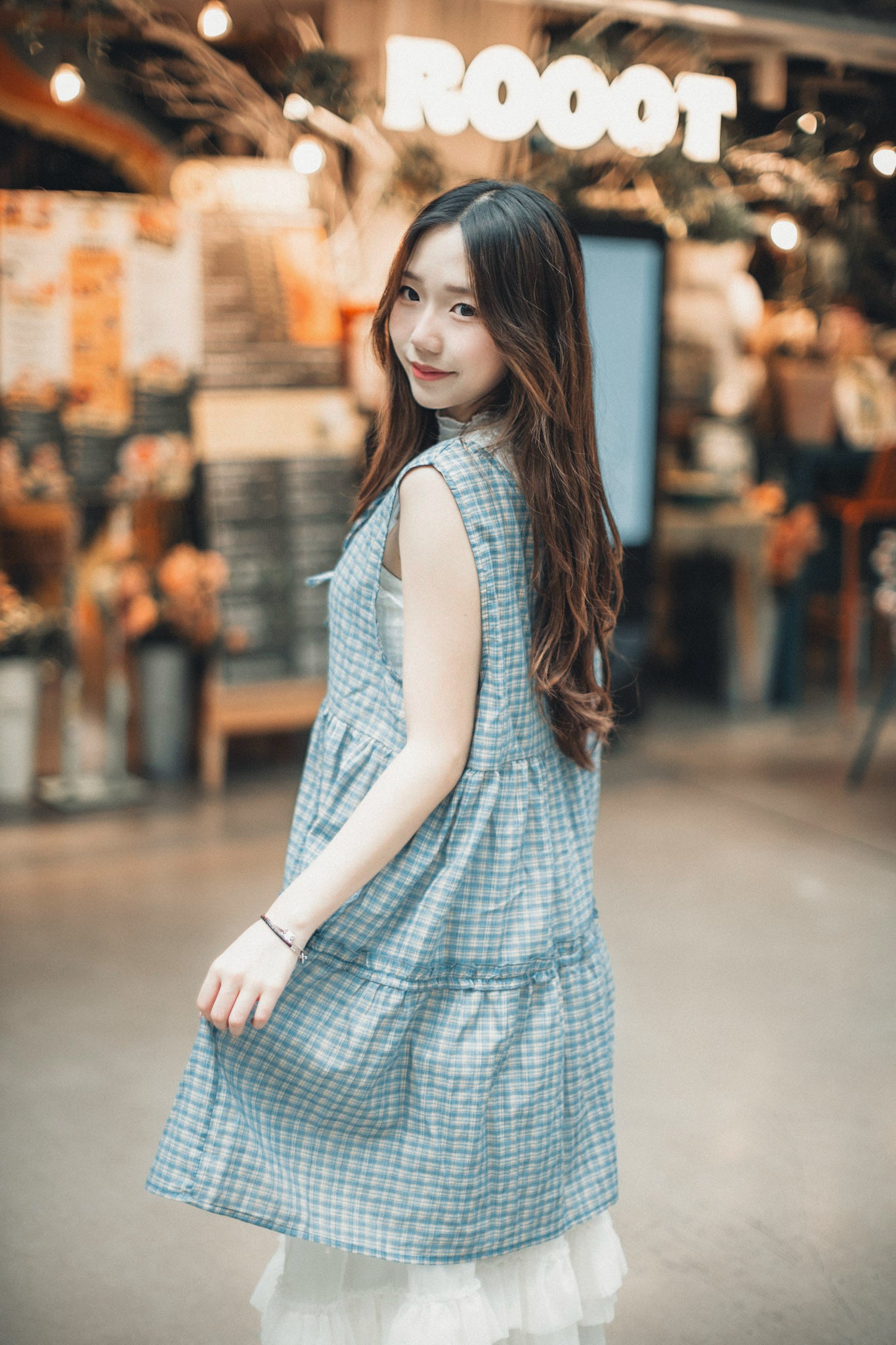 獨家！格紋ruffle綁帶馬甲背心｜2色入