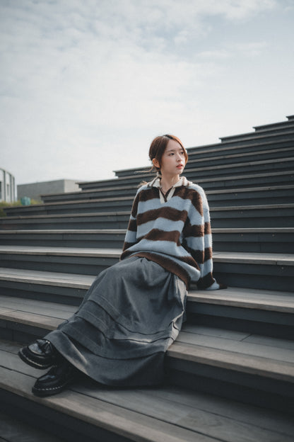 滑滑Fluffy • Stripe Collar Knit | 4色入