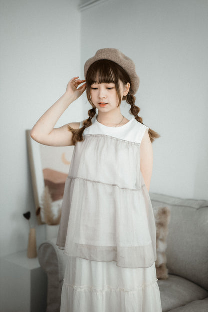 拼接蛋糕半紗背心｜4色入