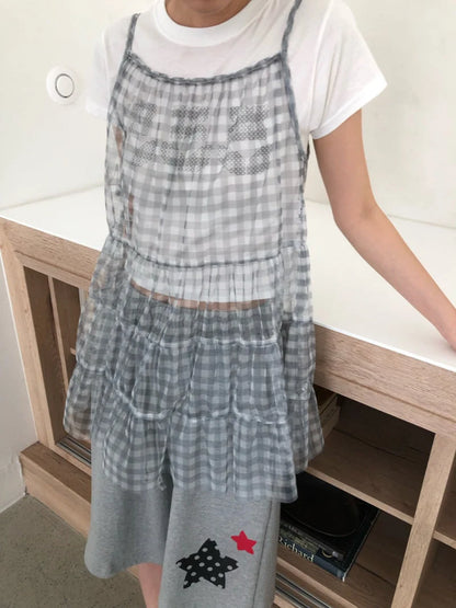 小格子半透娃娃layer OPS｜2色入