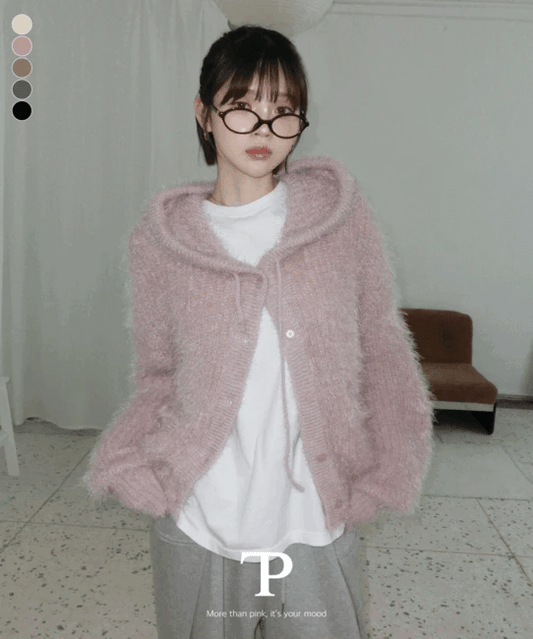 安哥拉毛針織連帽開衫｜5色入