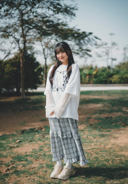 春日荷葉Ruffle格仔Dress｜2色入