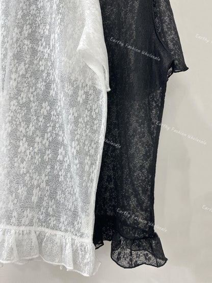 Fafa♪٩✿´ヮ`✿ 透膚oversized top｜2色入